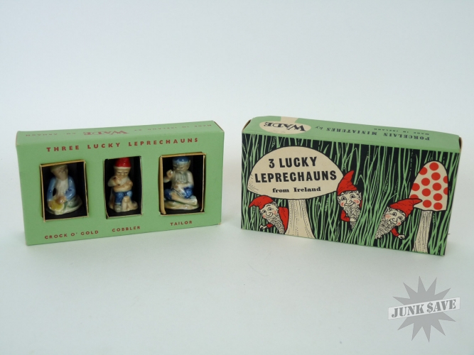 3 Lucky Leprechauns Wade Porcelain Figurines With Box Ireland