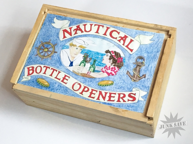 Wood Box Cast Iron Bottle Openers Sailor Jerry Nautical Theme