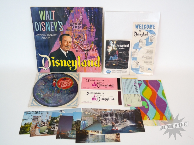 Vintage Disneyland Lot Tickets Guides Postcards Record More