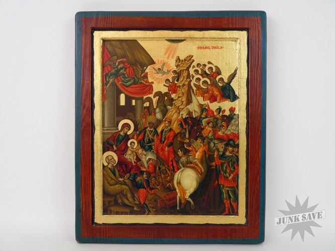 Gold Leaf Painting Adoration Of The Magi Byzantine Reproduction