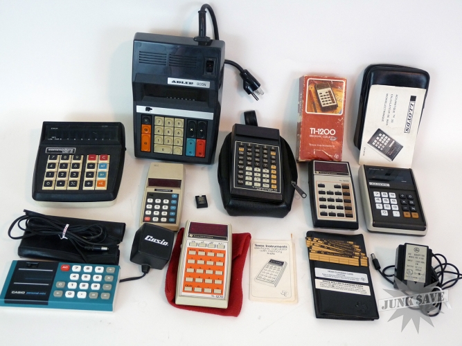 Lot of 8 Vintage LED Calculators Commodore TI Casio
