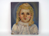 Vintage Outsider Painting Portrait of Girl Oil on Canvas